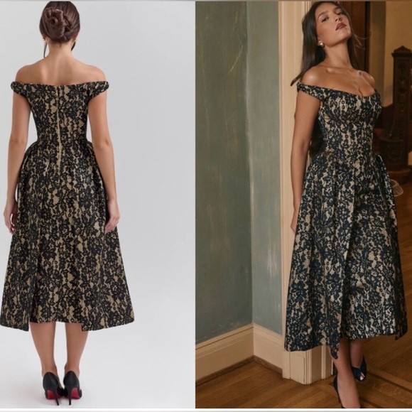 House of CB Dresses & Skirts - House of CB Black Lace-Overlay Off-Shoulder Midi Dress